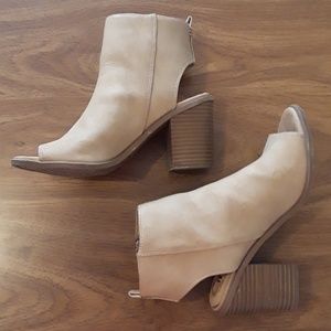 Wide Heel Open Toe Booties